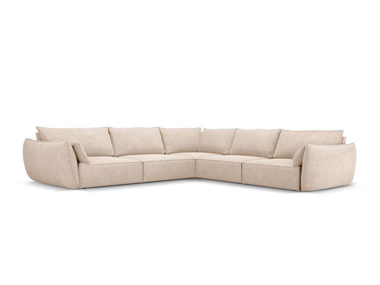 Coltar simetric 7 locuri, Kaelle, Micadoni Home, BL, 286x286x85 cm, poliester chenille, bej - imagine 6